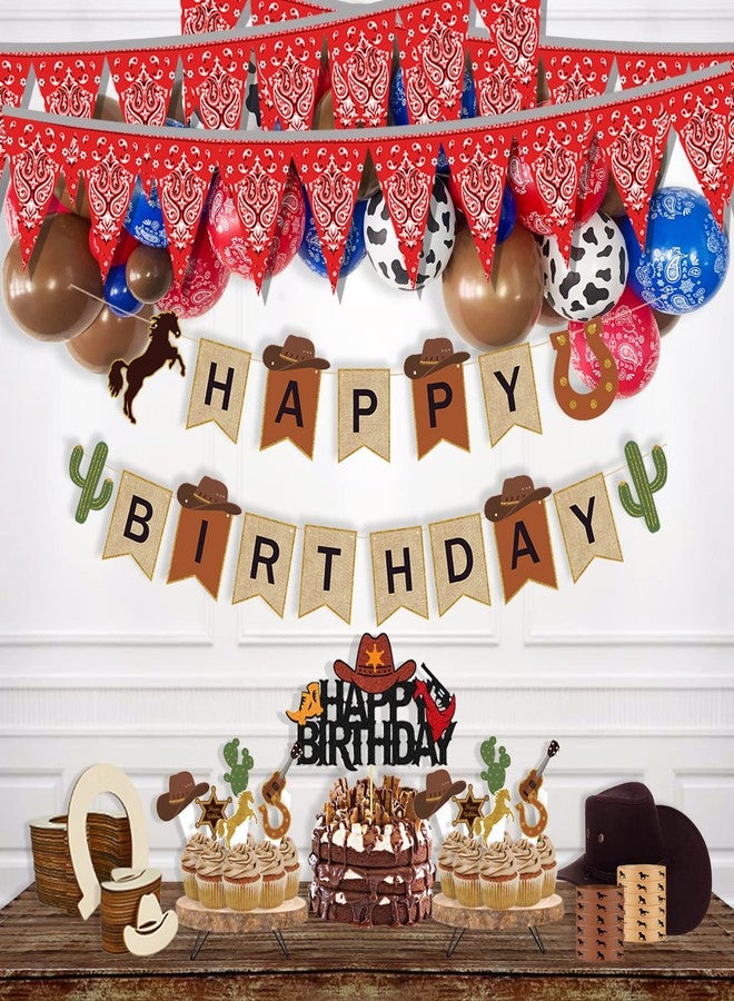 Hysilla 49ft Western Birthday Decorations Pennant Flag Banner Theme Triangle Flags Banner for Party - Image 4